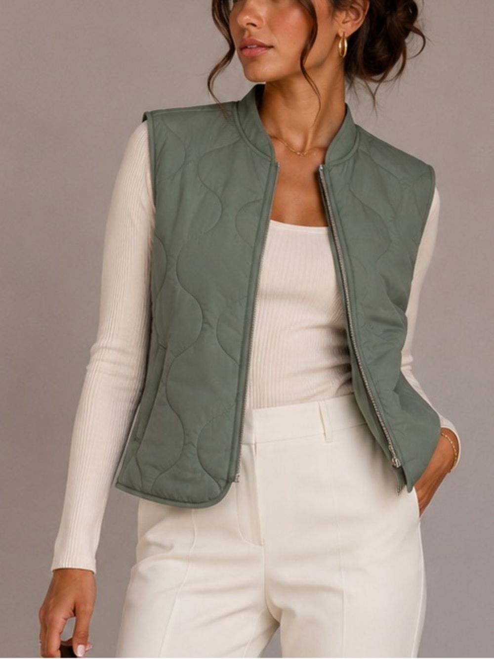 Zara quilt zip up vest